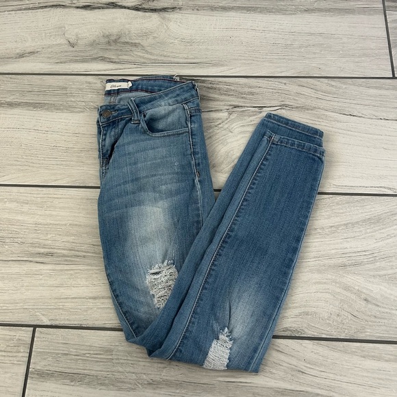 Cello Medium Blue Ripped Skinny Jeans - Picture 2 of 4